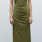 ZARA NWT green draped spaghetti strap midi stretchy dress Photo 0