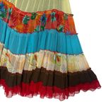 Boston Proper  Tiered Midi Skirt Size 10‎ Patchwork Festival Hippie BOHO Flowy Photo 2