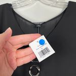 Sami & Jo Black Chiffon Silver Ring Cutout Detail Asymmetrical Hem Blouse NWT 2X Photo 3