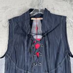 XCVI Wearables‎ Shirt Womens XS Blue White Tie Dye Mesh Lace Up Hippie Boho Bohemian Photo 3