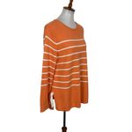 J Jill Striped Knit Sweater Pullover Orange White Lightweight‎ Casual Comfy M Size M Photo 1