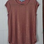Blue‎ Sol Rose Gold Ribbed Cap Sleeve Blouse Size Medium Pink Photo 0