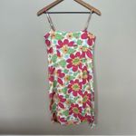 Boden Floral Linen Spaghetti Strap Sundress Resort Wear Size 10 White Pink Retro Photo 3