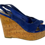 DOLCE VITA Women’s Jill Open Toe Slingback Wedge Sandal Suede Blue Size 10 Photo 0