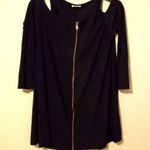 pinc XL Front Zip Cold Shoulder Long Sleeved Tunic Top Black Photo 1