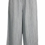 Theory  Linen Wide Leg Cropped Pant Pull-On Striped Minimalist Women's Petite P Photo 0