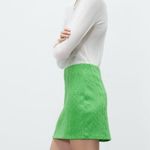 ZARA NWT  QUILTED SKIRT GREEN HIGH WAISTED Photo 3
