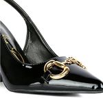 NWT London Rag All Nighter Black Patent Slingback Heels Size 10 Photo 2