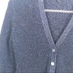J.Crew Size XS Metallic Blue Silver Ribbed V Neck Button Front Cardigan Photo 3