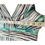 Worthington Dress Maxi Size 8 Teal Stripe Empire V-Neck Sleeveless Women Photo 4