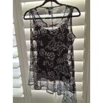INC International Concepts Womens M Black White Floral Sheer Sleeveless Top Size M Photo 3