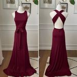 Windsor  Deep Red Burgundy Cross Back Gown Dress S Photo 1
