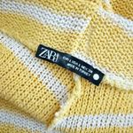 ZARA | Yellow White Stripe High Waist Knit Wide Leg Trousers Pull On | Large Photo 5