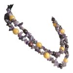 Retro Summer Vibe Beaded Irregular Shaped Purple and Yellow Beads Necklace Photo 5