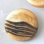 Vintage Retro Circle Cream Pierced Statement Earrings Costume Jewelry Gold Photo 1