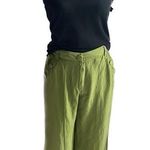 Larry Levine Crop Capri Linen Blend Pants Olive Green Wide Leg Women’s size 6 Photo 0