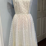 1950s Warren Petites Ivory Polka Dot Tulle Illusion Dress Tea Length Size 6 White Photo 0