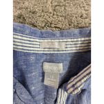 Chico's  No Iron 100% Linen Blue Geometric Print 3/4 Sleeve Button Down Shirt M Photo 1