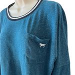 PINK - Victoria's Secret VS PINK Varsity Crew Teal Marled Jersey Long Sleeve Shirt | Size Medium Photo 2