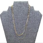 Gold Layered Chain Link Necklace With Backdrop NEW Photo 0