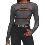 GRLFRND  Kasia L/S Bandeau Sweater in Thunder with Black Size Small Photo 0