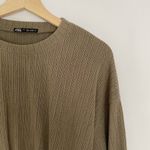 ZARA cropped sweater crewneck cinched waist ruffle detail casual comfortable S Photo 2