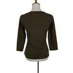 Title Nine  Brown Crossover V Neck 3/4 Sleeve Top Small Faux Wrap Casual Layering Photo 3
