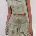 ZARA  Green Smocked Eyelet Lace Skirt Size S Photo 1