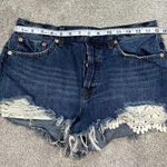 We The Free Free People Daisy Chain Blue Cutoff Lace Frayed Jean Shorts Size 29 Photo 12