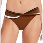 Robin Piccone  Simone Twist Bikini Bottom Extra Small NEW Stripe Swim Cocoa NWOT Photo 0