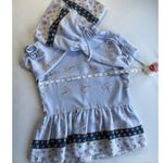 Endless Rose Ruffled Bell Sleeve Blouse Top Women Sz S Floral Baby Blue Mockneck Photo 5