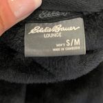 Eddie Bauer  Lounge Fleece Robe Black SZ S/M Belted Hooded Pockets Hoodie Cozy Photo 6