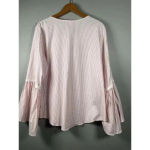 Spence Pink White Striped Top 3/4 Sleeve Floral Lace‎ Embellished Blouse Size L Size L Photo 5