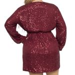 Curve Market Long Sleeve Surplice Sequin Mini Wrap Dress Red Size 3X NWT Photo 1