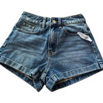 PacSun  Womens High Rise Mom Shorts Blue Denim Distressed Cuffed Size 23 NWT Photo 0