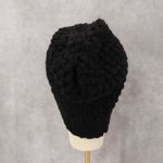 Black Chunky Cable Knit Crochet Y2K Vintage Cottage Skater Beanie Cap Hat OS Photo 3