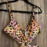 Bar III Colorful Cheetah Print Pink Yellow Monokini Swimsuit Large NWT Photo 2