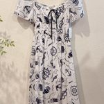 Moon River  Short Sleeve Printed Midi Dress Ivory Multi Size Small NWT Photo 1