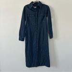 ZARA The Button Down Denim Dress Long Sleeve Shirt Dress Blue NWT M Photo 2