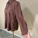 Richard Malcolm 100% Linen Button Down Brown Shirt Sz L Foral Beaded Boho Casual Size L Photo 2