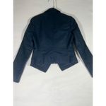 DKNY Jeans Petites Asymmetrical Zip Moto Crop Jacket Women's Navy Blue Sz Photo 1
