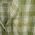 White Stag  L Olive White Cotton Plaid Shirt Top Photo 2