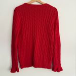 Ralph Lauren Lauren Ralph Lauren Red Cable Knit Sweater Ruffle Cuffs Preppy Size L Classic Photo 3