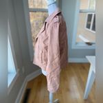 A New Day  Blush Pink Suede Cropped Moto Jacket Rose Gold Details Size Small Photo 9