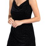 SheIn  Black Velvet Leopard Cowl Neck Mini Slip Dress Size S Photo 0