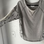 Miss Me Y2k Gray Lace Sleeve Thermal Henley Top Long Sleeve Grunge Size L Photo 3