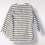 ZARA Striped Blue White Oversized Linen V Neck Shirt Size L Coastal Nautical Photo 5