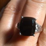 Thai Black Spinel Platinum Bond Ring (Size 8) Photo 0