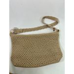 The Sak  Crochet Shoulder Bag Boho Hippie Crossbody Flap Top Zip Closure Tan Photo 3