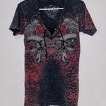 Affliction Sinful by  Black Heart Pistol leopard Y2K VTG Lace up Tee Photo 0